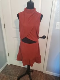 Burnt Orange Ruffle Skirt Dress