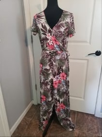 Popular Basics Tropical Maxi Dress, Size XL