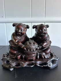 Chinese Wooden Figure sculpture With Stand