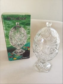 Egg-Shaped Glass Pedestal Candy Dish