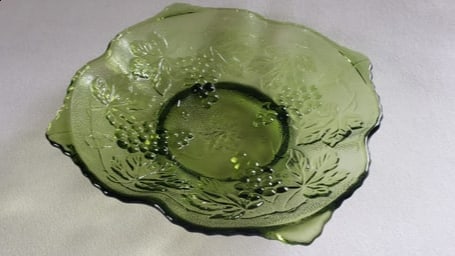 Vintage Anchor Hocking Green Footed Serving Bowl