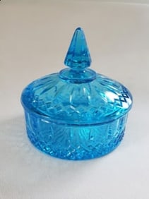Vintage Indiana Glass Blue Princess Pattern Candy Dish