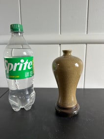 Chinese Yellow Crack Glazed Porcelain Vase With Stand