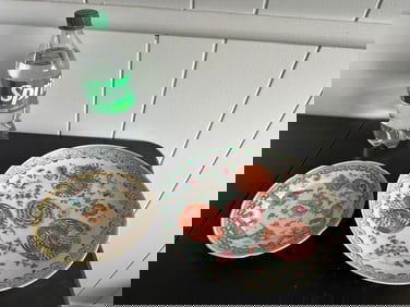 Set Of 2 Chinese Famille Rose Dragons Phoenix Porcelain China Plates