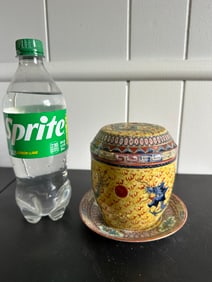 Chinese Famille Rose Porcelain Jar & Tray