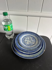 Set Of 5 Chinese Blue And White Porcelain Plates