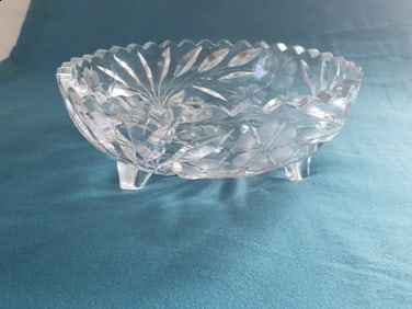 Vintage Glass Sawtooth, 3-Footed Candy/Trinket Dish