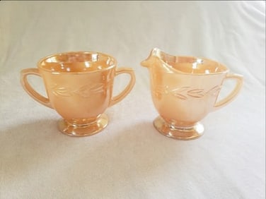 Fire King Peach Sugar & Creamer