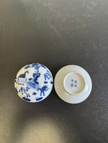 Chinese Blue And White Porcelain Ink Box China Characters Mark