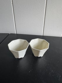 Pair Chinese White Glazed Porcelain Cups