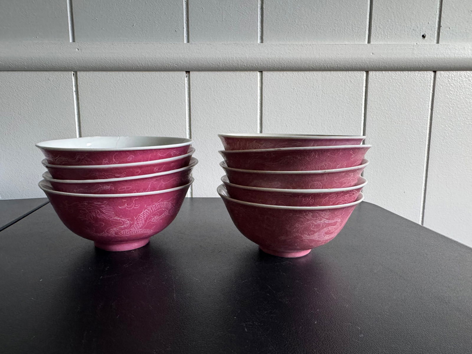 Set Of 9 Chinese Red Dragons China Bowls Mark (1 of 7)