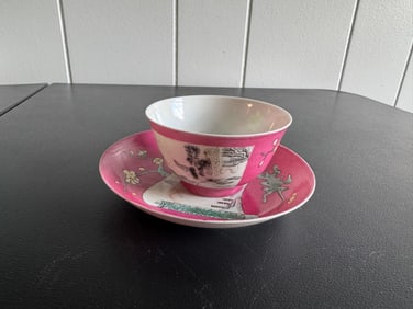 Chinese Famille Rose Porcelain China Cup & Saucer