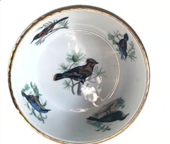 Lourioux Le Faune Birds Round Serving Bowl Casserole Baking Dish France 6.5"