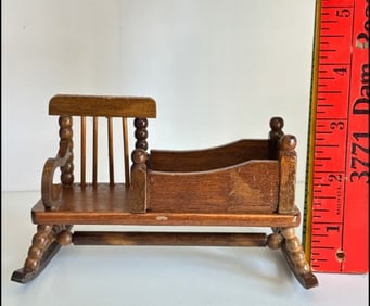 Miniature Doll House Nanny Rocking Cradle Furniture Wood Toy