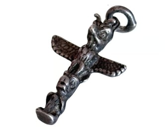 Vtg Sterling Silver Totem Pole Pendant Charm Native American Style Jewelry Mini