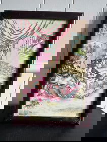 Chinese Famille Rose Porcelain Plaque Framed