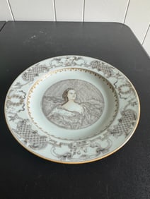 Chinese Export Enameled Famille Rose Gilded Porcelain Plate
