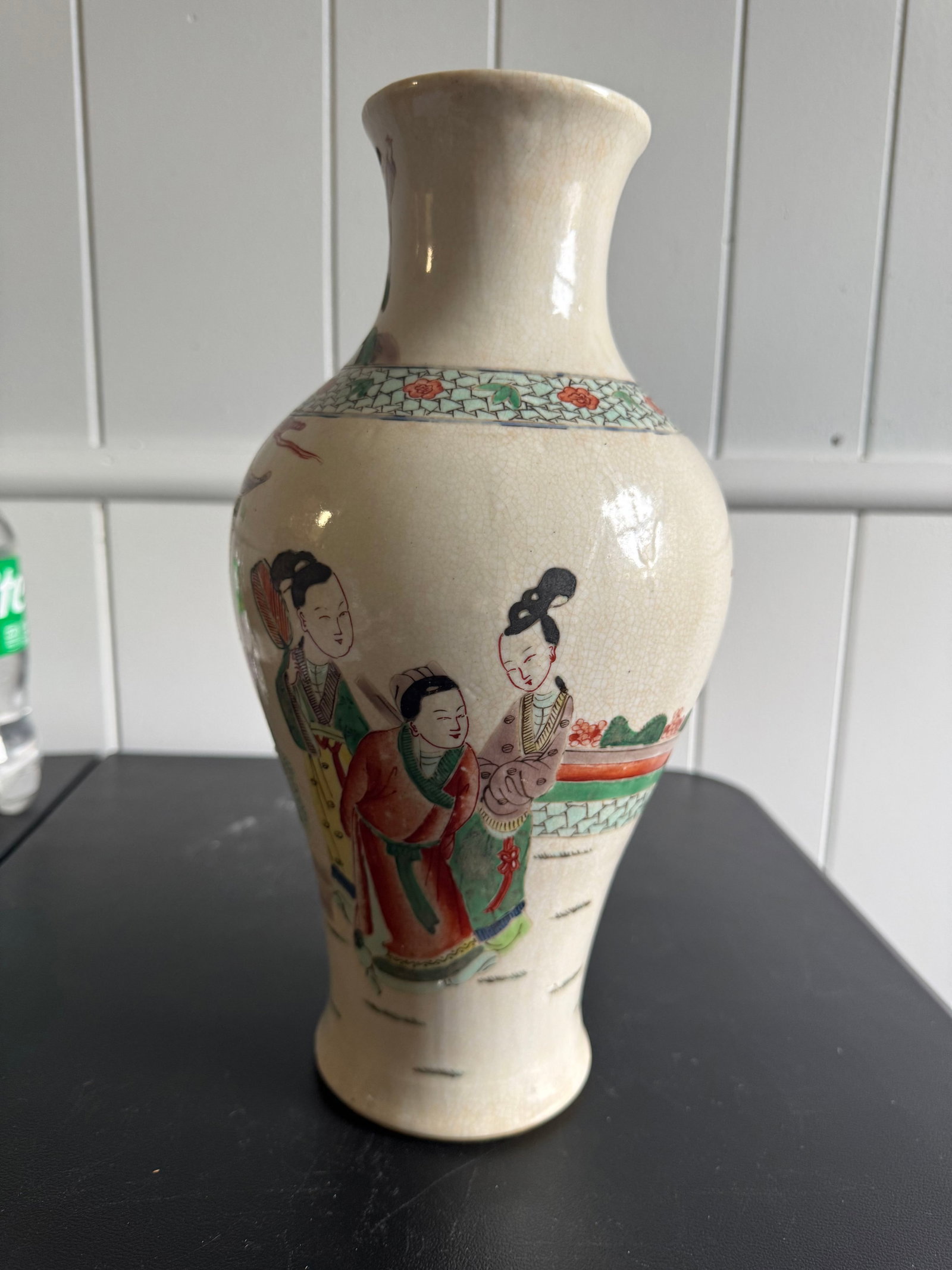 Chinese Famille Rose Porcelain Scene Vase: Size: 12.5 inches/ 31.9 cm. Provenance: From Allentown PA collector. We can offer Affordable, Reliable packing and shipping to all over the world for most items, generally save 10% than UPS store or m