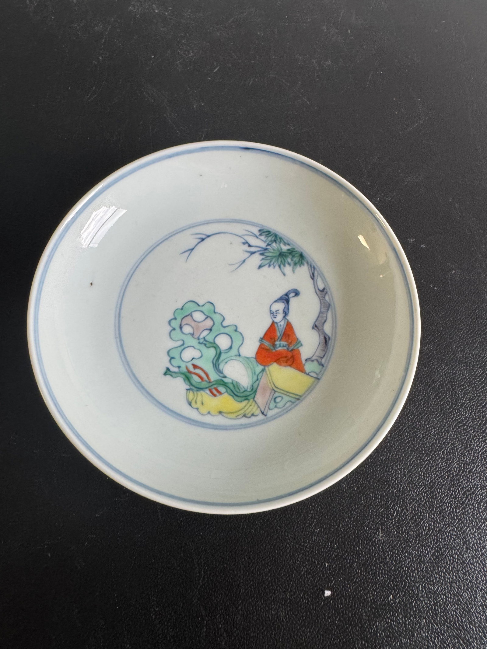 Chinese Blue And White& Famille Rose Lady Porcelain Plate Mark: Size: 6.7 inches/ 17 cm. Provenance: From Allentown PA collector. We can offer Affordable, Reliable packing and shipping to all over the world for most items, generally save 10% than UPS store or more