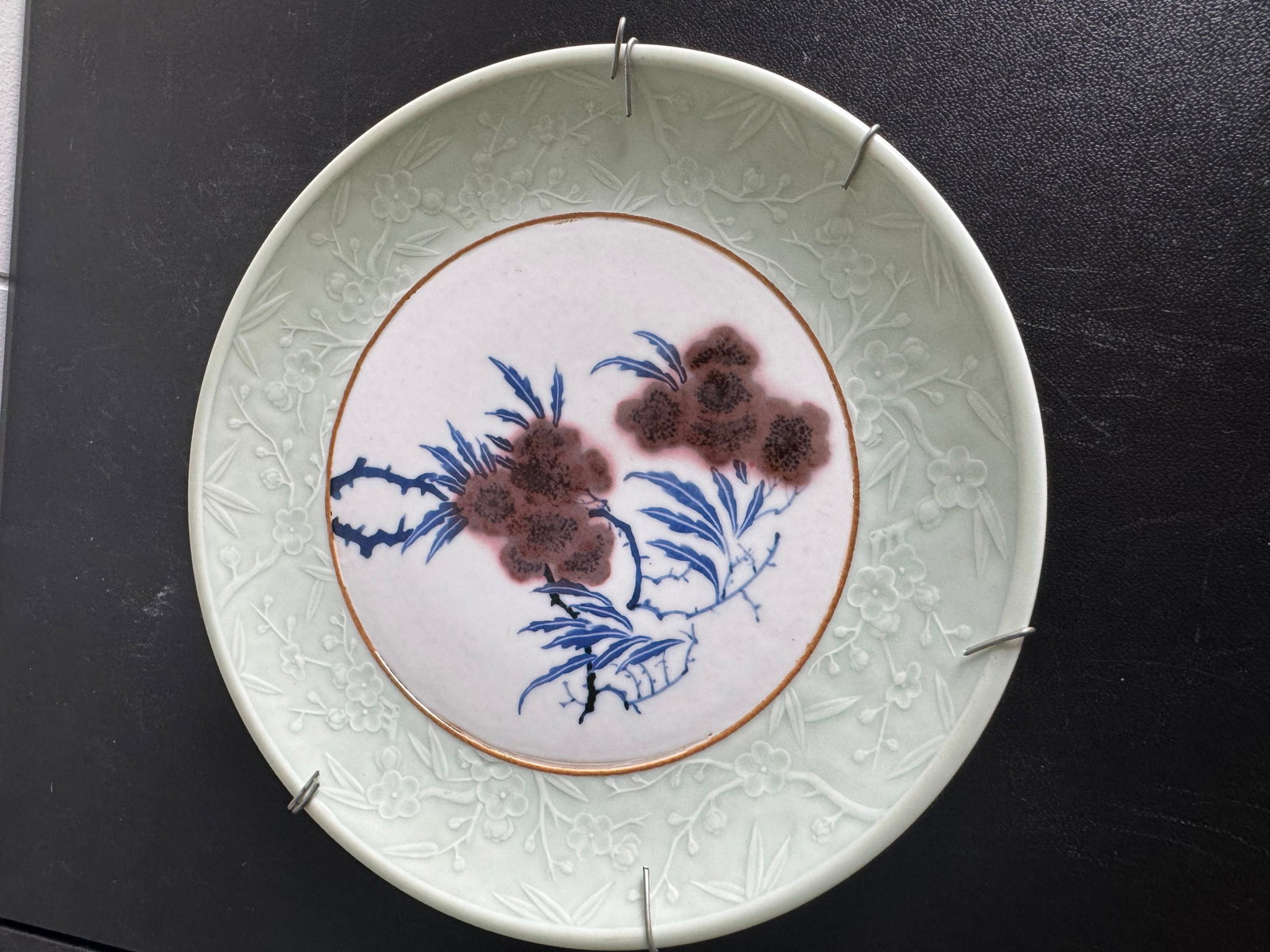 Chinese Green Glazed Blue And White Porcelain Hang Plate: Size: 9.8 inches/ 25cm. Provenance: From Allentown PA collector. We can offer Affordable, Reliable packing and shipping to all over the world for most items, generally save 10% than UPS store or more,