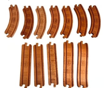 Thomas & Friends Wooden Train Track Lot 12 Straight Curved Wave Wood Branded