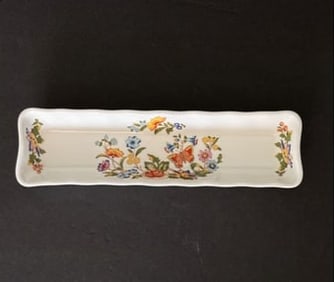 Aynsley Ring Jewelry Tray Fine China Cottage Garden Butterfly Flower England Vtg