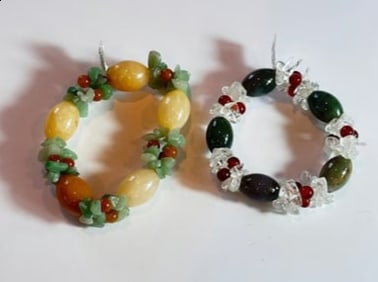 Aventurin Agate Crystal Bracelets Lot 2 Yellow Green Red new