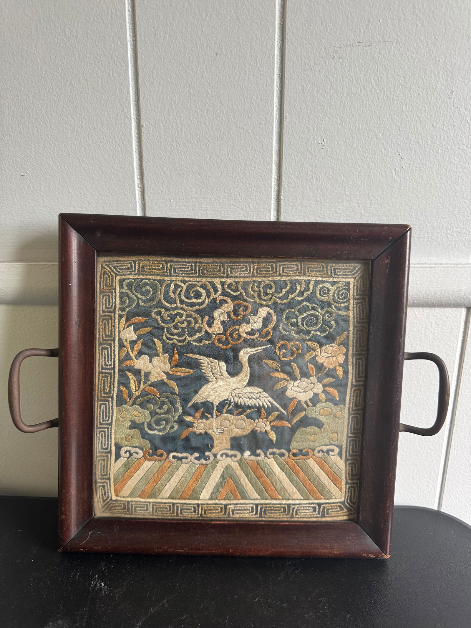 Chinese Antique Embroidery Famed: Size: with framed width 9.8 inches/ 25 cm. Provenance: From Bear DE collector. We can offer Affordable, Reliable packing and shipping to all over the world for most items, generally save 10% than UPS