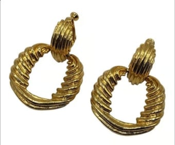 Vintage Parklane Door Knocker Earrings Screwbacks Gold Tone Chunky Textured