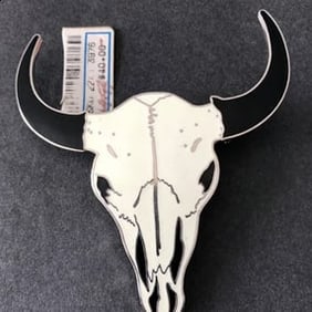 Vtg Mitchell Brooch Pin Bull Leghorn Enamel Silver Tone Black White New