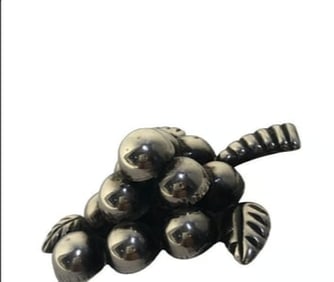 Sterling Silver Brooch Grapes Figural Vintage