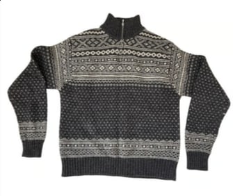 Vtg GAP Womens Mens Fair Isle Shetland Wool Sweater Size S Gray Norwegian