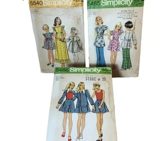 Simplicity 1970's Girls Sewing Patterns Lot 3 Size 10 Pant Skirt Dress Tunic