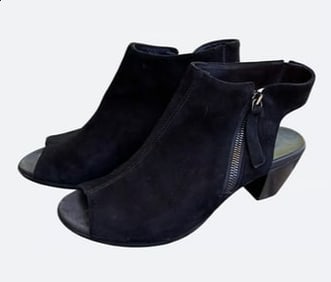 Munro NAKITA Leather Suede Boot Bootie Size 7.5M Black Heel Open Retail $220 EUC