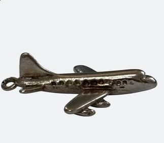 Vintage Sterling Silver Airplane Charm Pendant