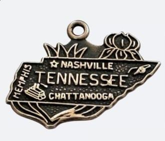 Vintage Sterling Silver Tennessee State Charm Pendant Landmarks Travel