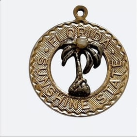 Vtg Florida Sunshine State Sterling Silver Charm Pendant Palm Tree