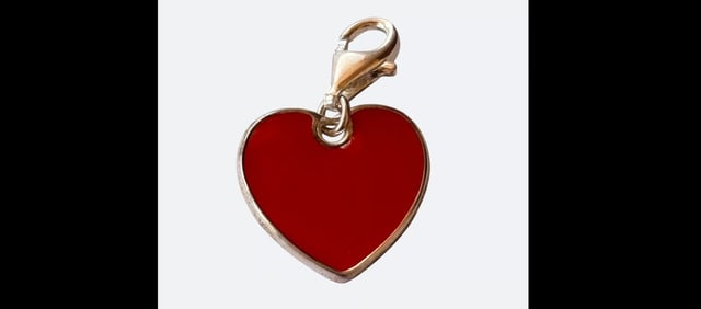Lillian Vernon Sterling Silver Charm Pendant Heart Enamel Lobster Clasp