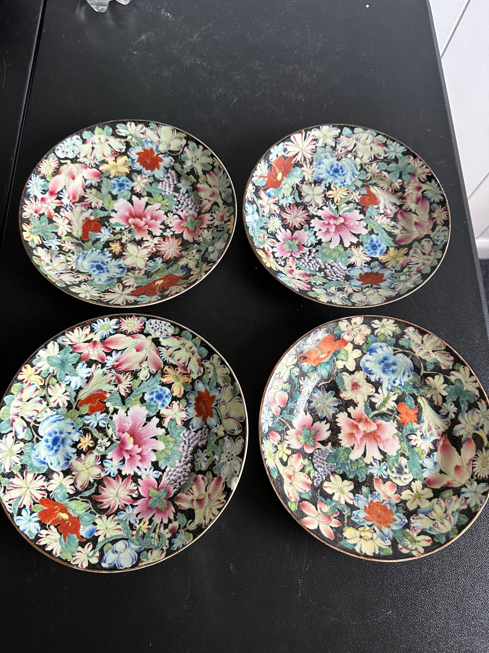 Set Of 4 Chinese Enamel Famille Rose Porcelain Plates: Size: 7 inches/ 18 cm. Provenance: From Dover DE collector. We can offer Affordable, Reliable packing and shipping to all over the world for most items, generally save 10% than UPS store or more, feel