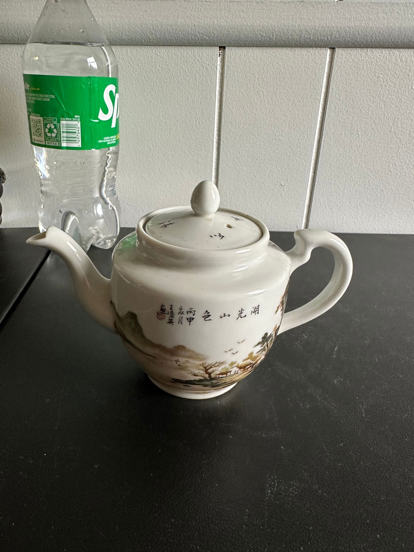 Chinese Green Famille Rose Landscape Porcelain China Teapot (1 of 9)