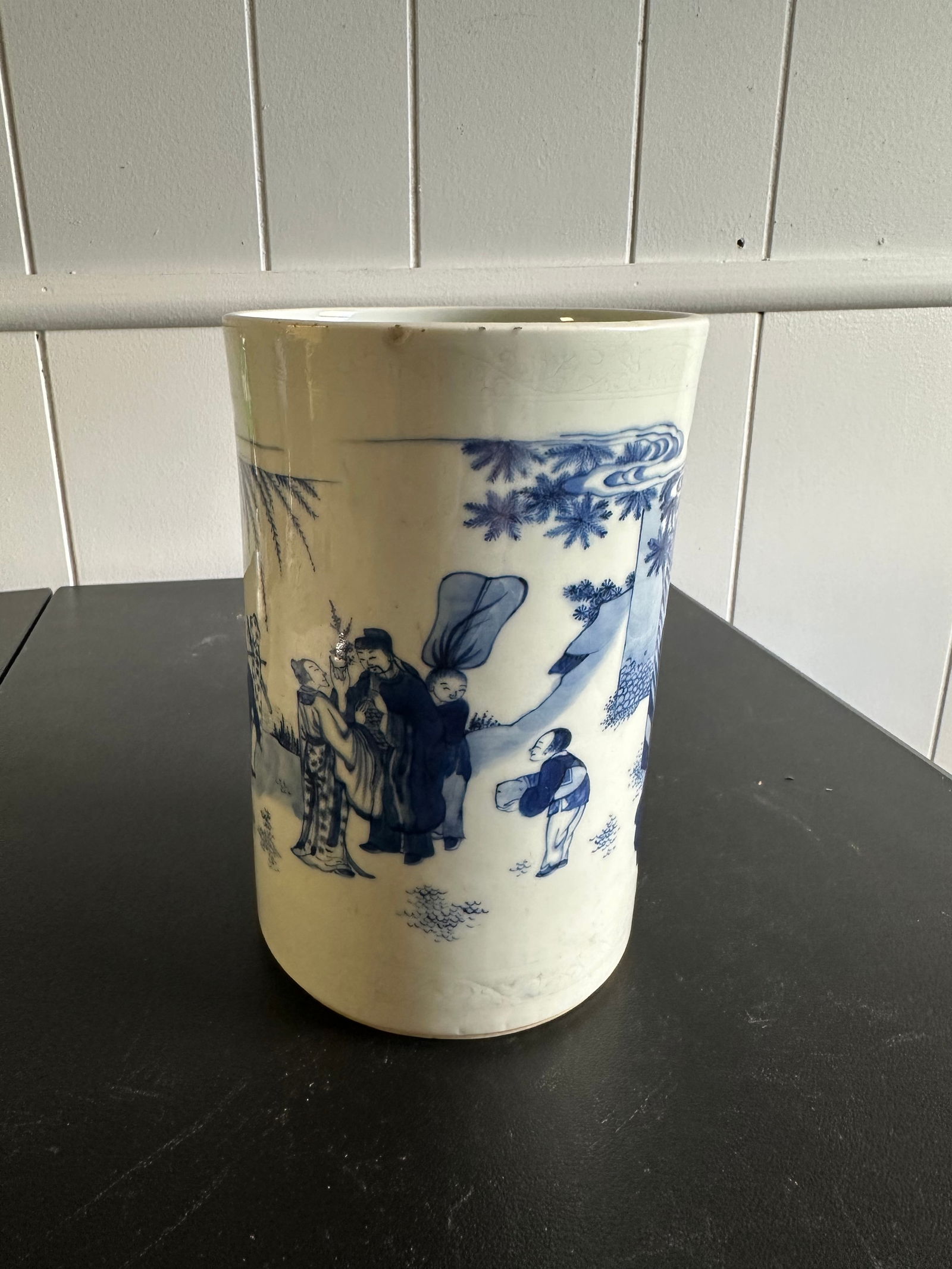 Chinese Blue And White Figures Scene Porcelain China Brush Pot (1 of 13)