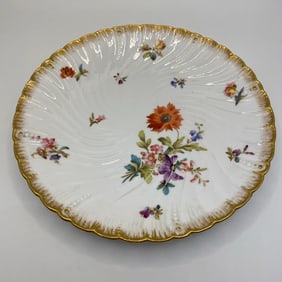 19th Century Sarreguemines Plate Floral Gold Edge