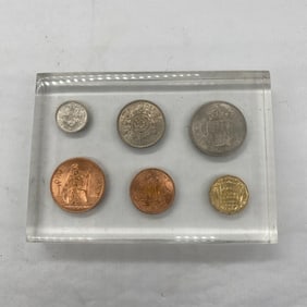 Set 6 Mint 1967 Coins In Clear Resin Block