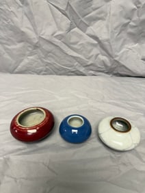 Set Of 3 Chinese Glazed Porcelain China Water Pots