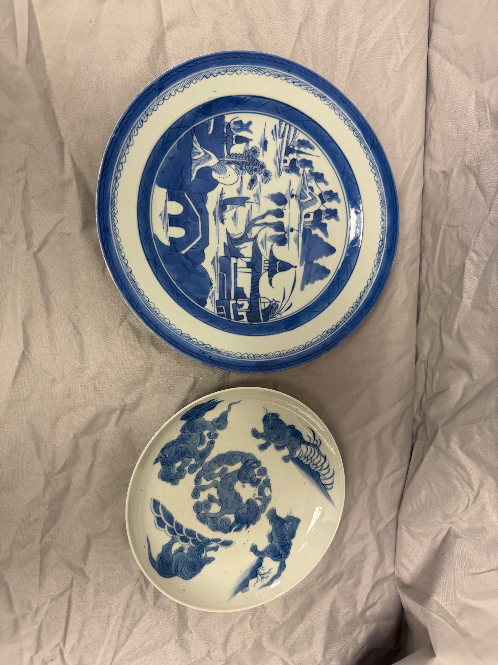 Set Of 2 Chinese blue and white porcelain China plates (1 of 5)