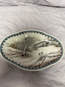 Chinese famille rose Landscape porcelain plate  with mark
