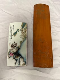 Set Of 2 Chinese Porcelain bamboo Paper Holders