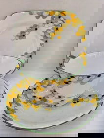 Art Deco Hand Painted Pretty ‘Bell China’ Trio Bead Design Rd Numbered