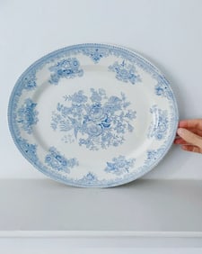 Burleigh Blue & White Asiatic Pheasants Large Oval Platter, Burgess & Leigh