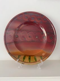 Orvieto Studio Pottery Ceramica Arte Hand Painted Large Red Plate Charger